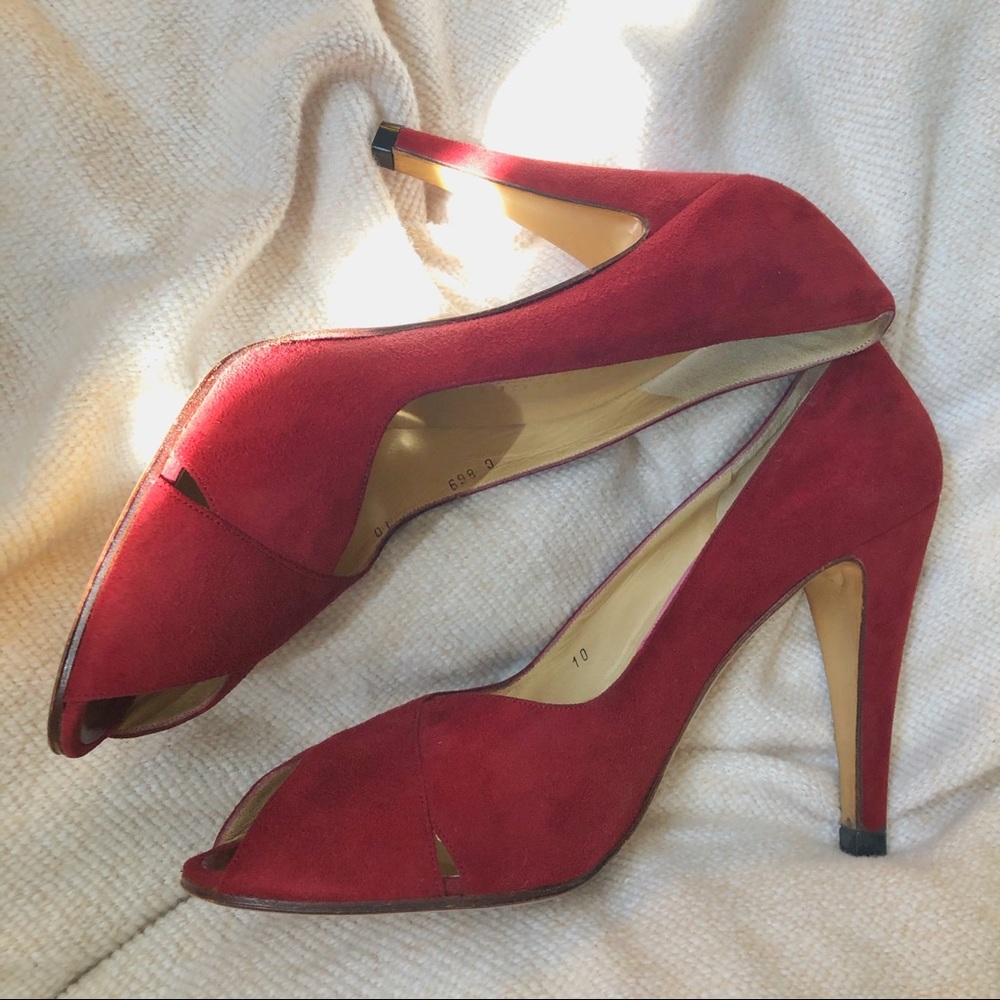 Bruno Magli Suede Peep-Toe Pumps